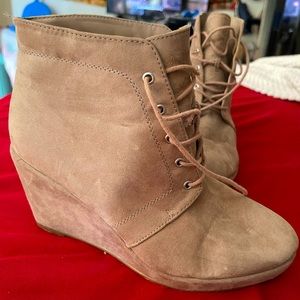 Brown suede wedges